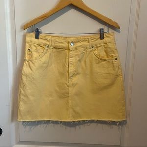 Topshop Yellow Denim Mini Skirt